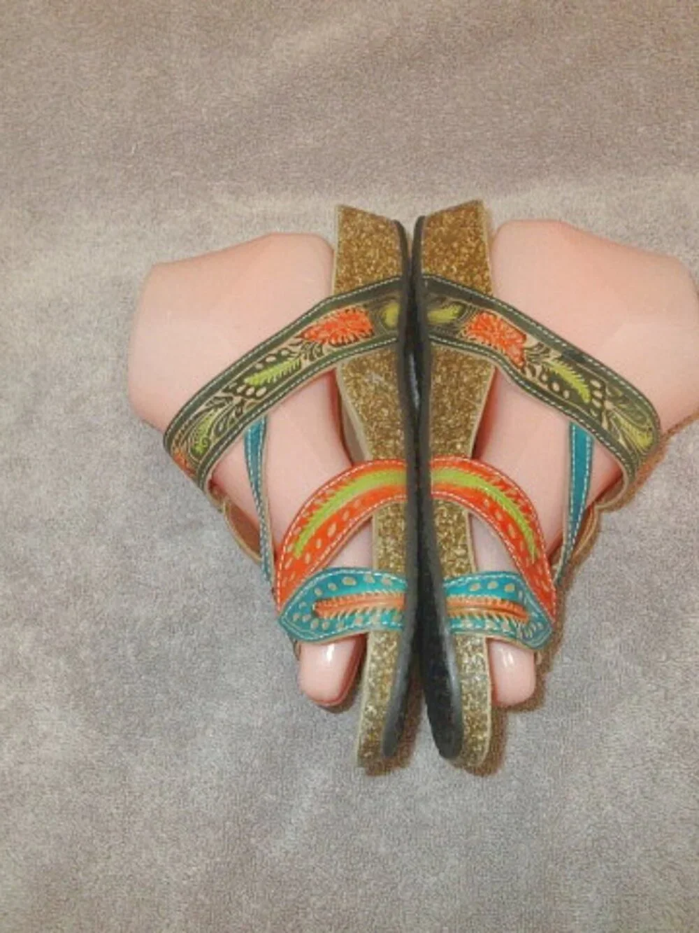 L'Artiste Spring Step Sandals 41 9.5 10 Floral Leather Wilma Comfort Slip On